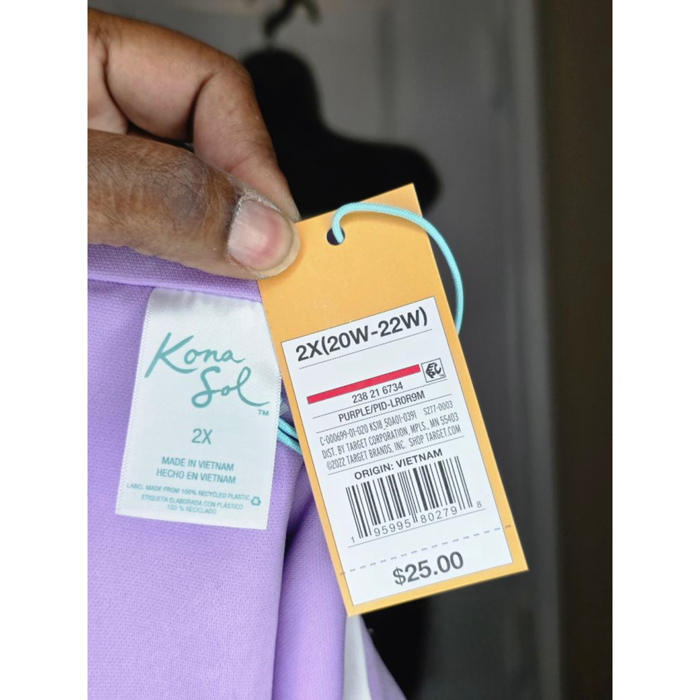 Kona Sol Purple & White Bikini Swimsuit Women's Size 2X - Picture 3 of 5